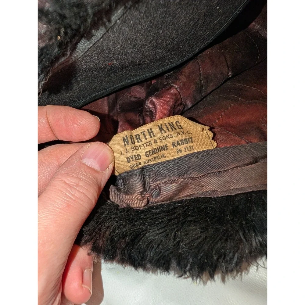 Vintage 1950's North King Dyed Mouton Lamb Fur Russian Cassack Trapper Hat